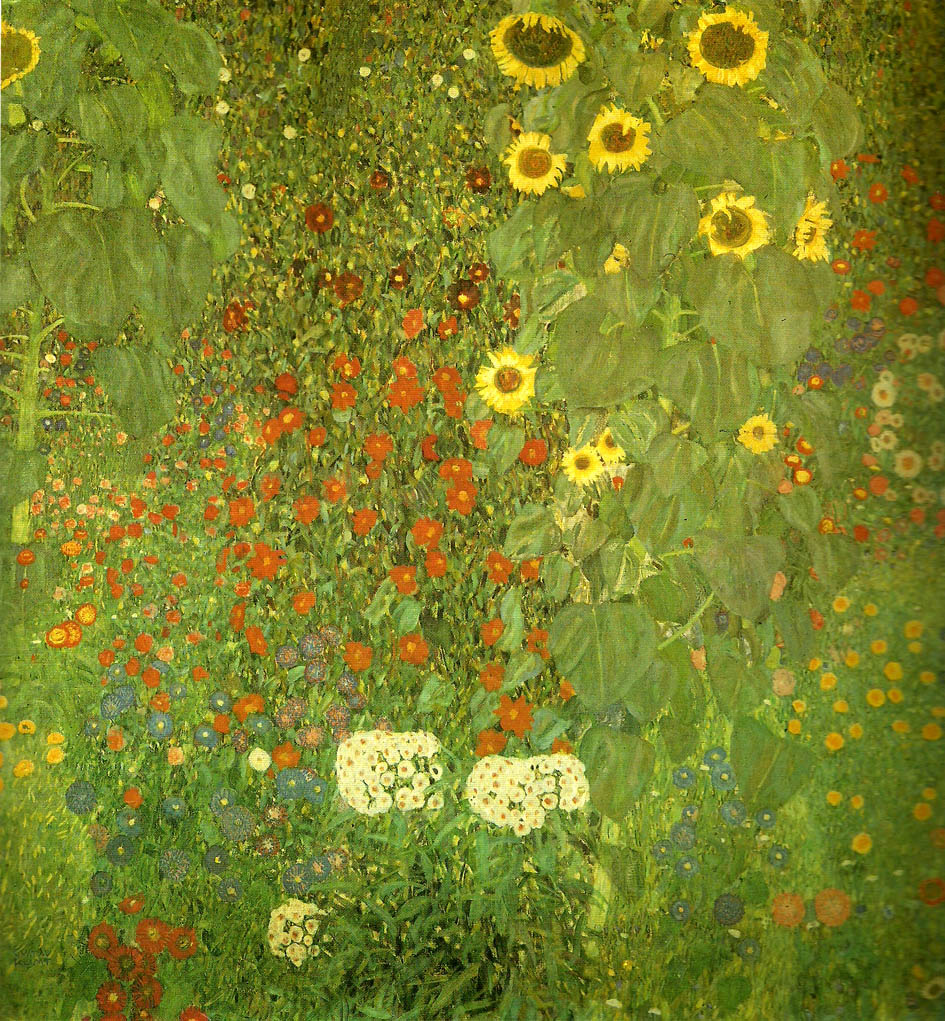 Gustav Klimt tradgard med solrosor